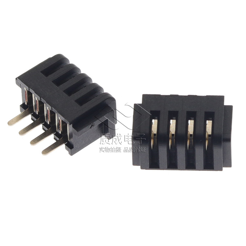 電池連接器母座刀片式2.0間距4p立式插件 ZC-04P20MLHL鍍金大電流