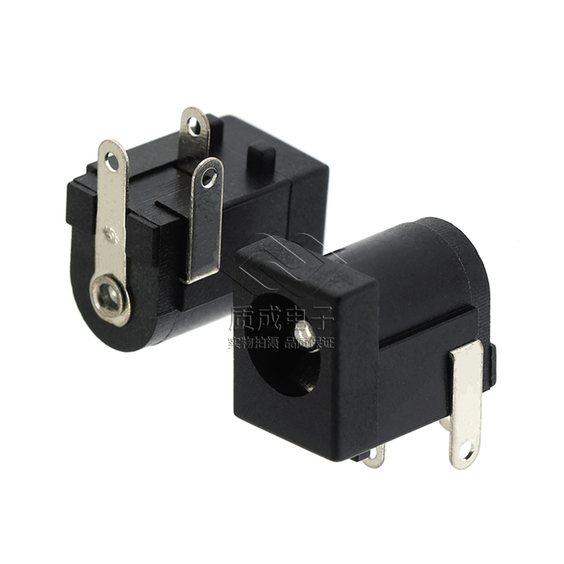 DC插座DC-005E帶定位柱電源插座5521/5525圓針三腳臥式插件母座