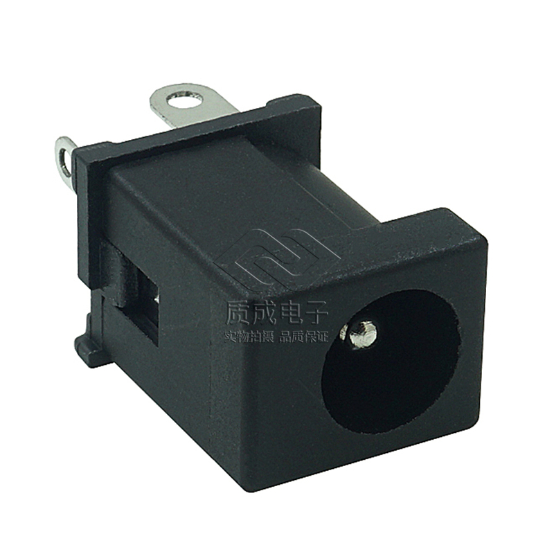 DC直流電源插座DC012A三腳插件2.0針立插電源插座