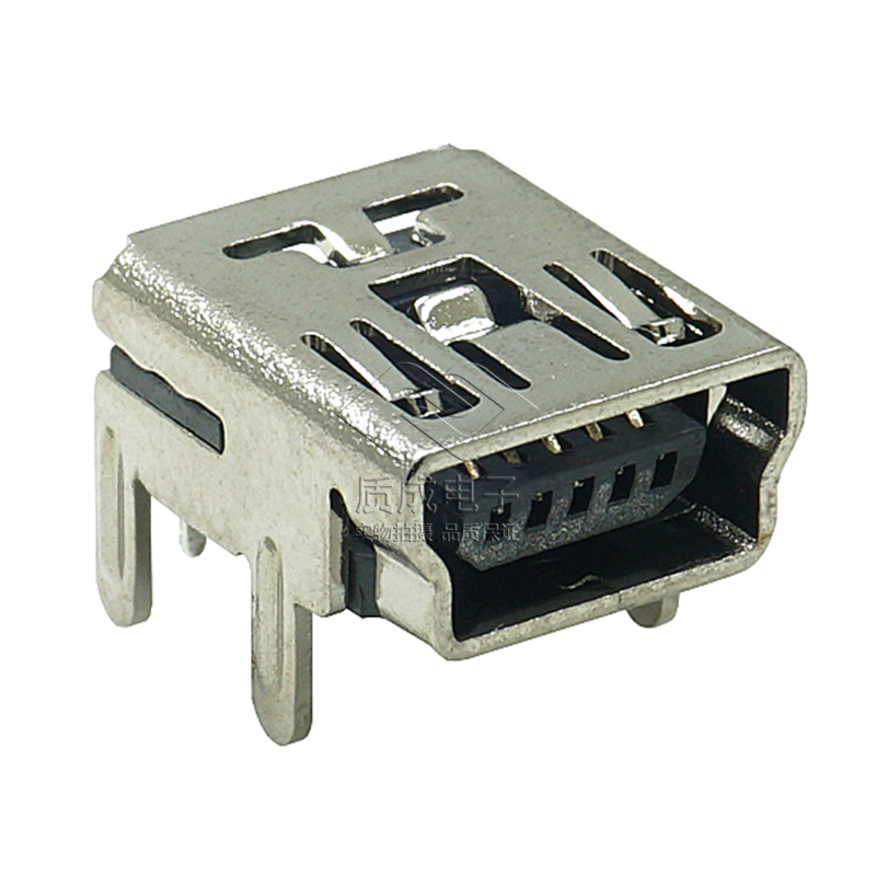 MINI USB 5P 180度插板 四腳加長6.7 DIP MINI 90度母座