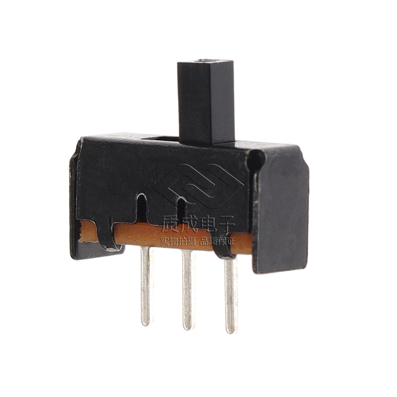 滑動開關黑殼立式插件 SS-12E17單排兩檔三腳 正撥推動玩具開關