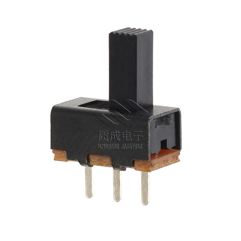 波段兩檔撥動開關立式左右滑動 單排三腳針腳SS-12F17 黑色塑殼