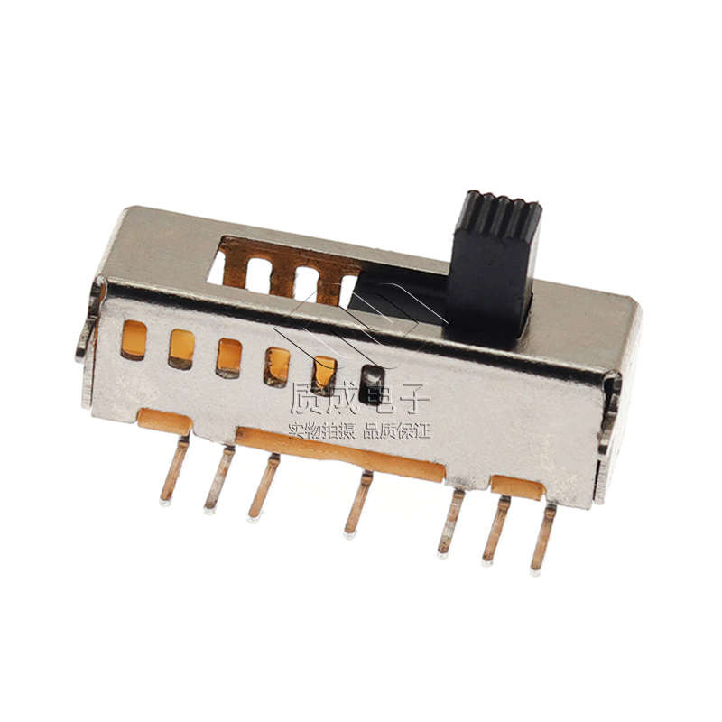 廠家直銷SS-16D01單排六檔彎腳七腳插板帶固定腳撥動開關滑動按鍵