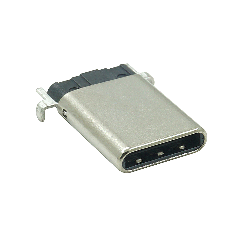 TYPE-C 9PIN公頭 單排SMT直通沉板貼片兩腳插板鉚合款