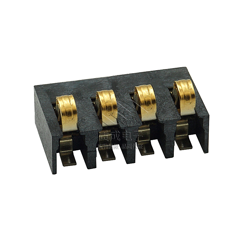 3.0間距貼片帶焊片系列4P臥式正壓金手指彈片電池連接器