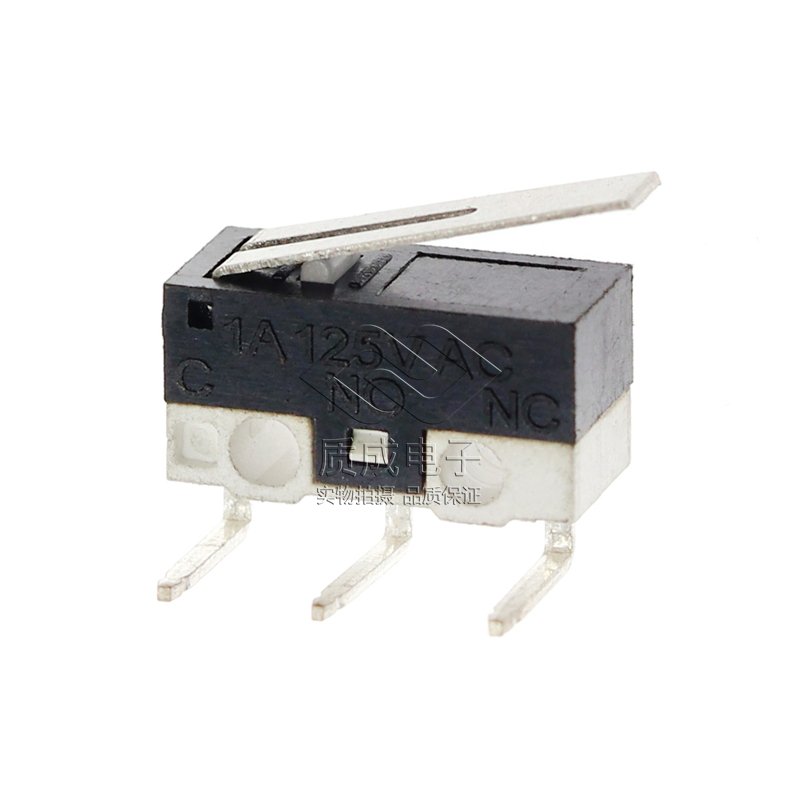 帶柄彎腳90度針腳微動開關(guān) 三腳插件行程開關(guān) 鼠標限位觸動開關(guān)