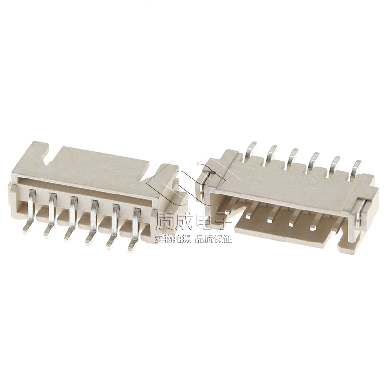 XH2.54間距臥貼針座6PIN 燈飾照明LED插座連接器接插件米黃色耐溫