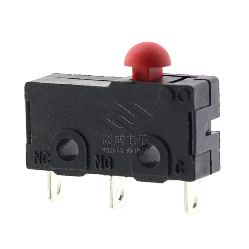 蘑菇頭紅色按鈕中型微動開關(guān) 立式三腳無柄銅觸點(diǎn) 5A125V大電流