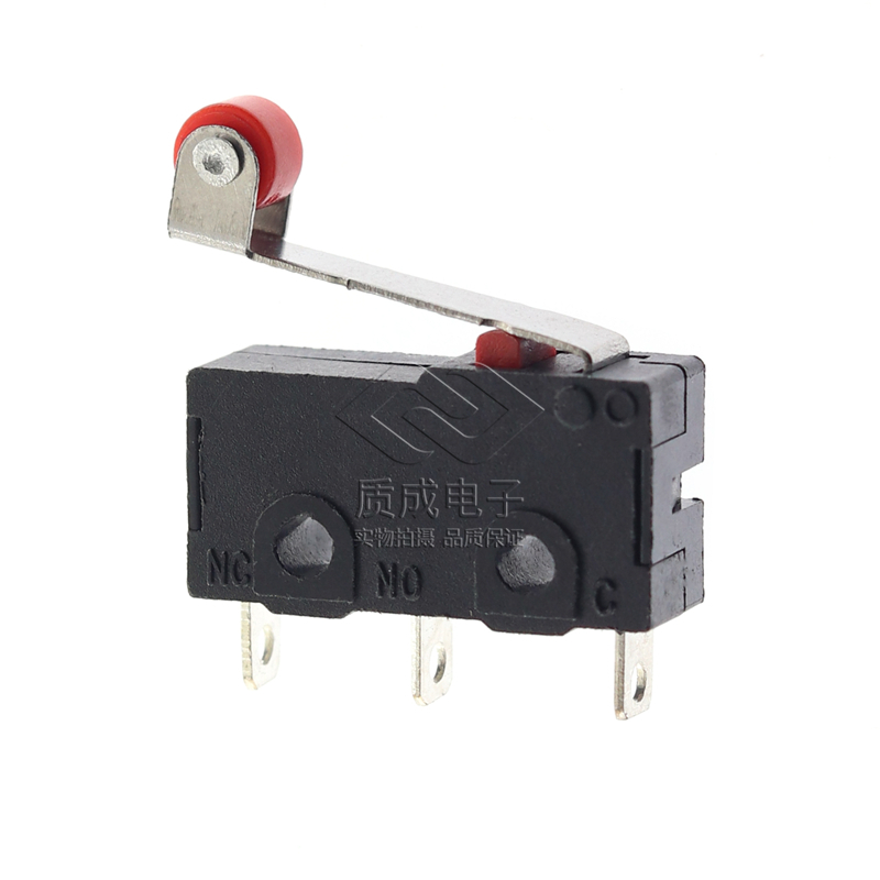 微動開關KW2-P-50N-40-1帶紅色滾輪3腳觸點按鍵直柄鼠標行程開關