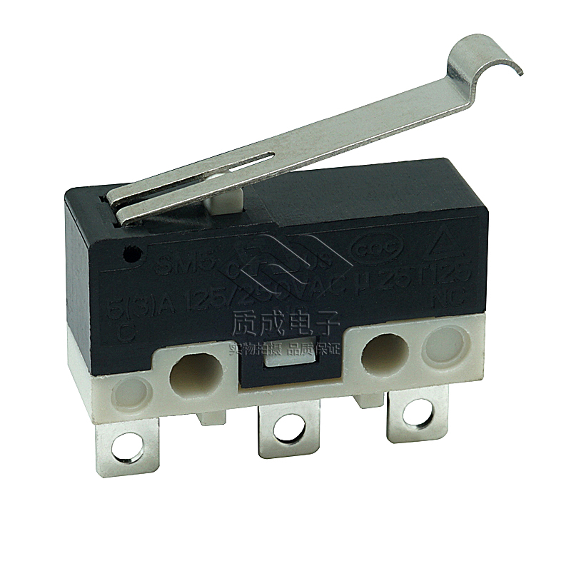 小弧柄微動開關(guān)三腳按鈕微動鼠標(biāo)行程復(fù)位開關(guān)三腳插件黑白底座