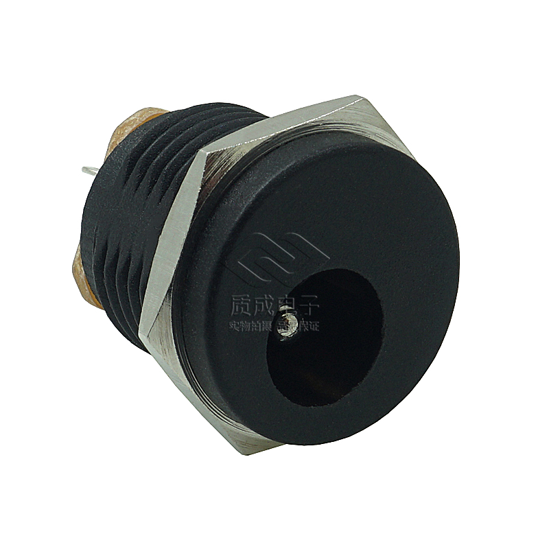 DC-022-2.0針DC電源插座帶螺紋螺母圓孔