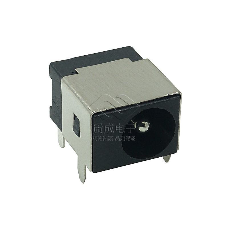 DC-044B直插式DC母座電源插座帶柱臥式三腳插件 帶孔金屬外殼