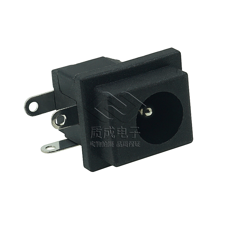 DC-063三腳臥式插件DC電源母座帶卡位 音頻充電器插口