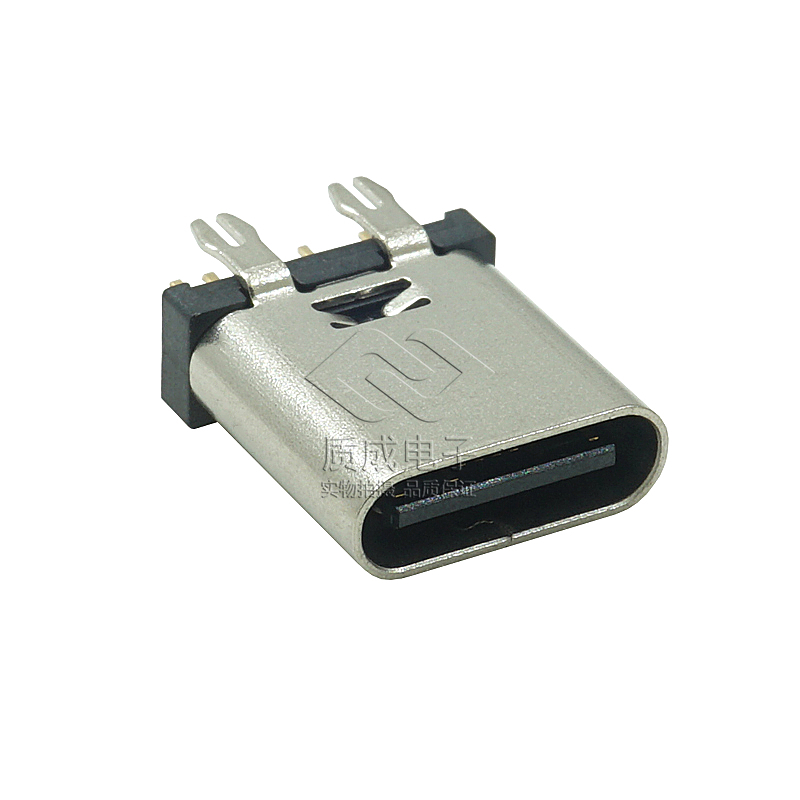 TYPE-C母座連接器14PIN立式插件10.0魚叉腳 大電流快充連接器